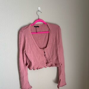 Nasty Gal Dusty Pink Ribbed Crop Top